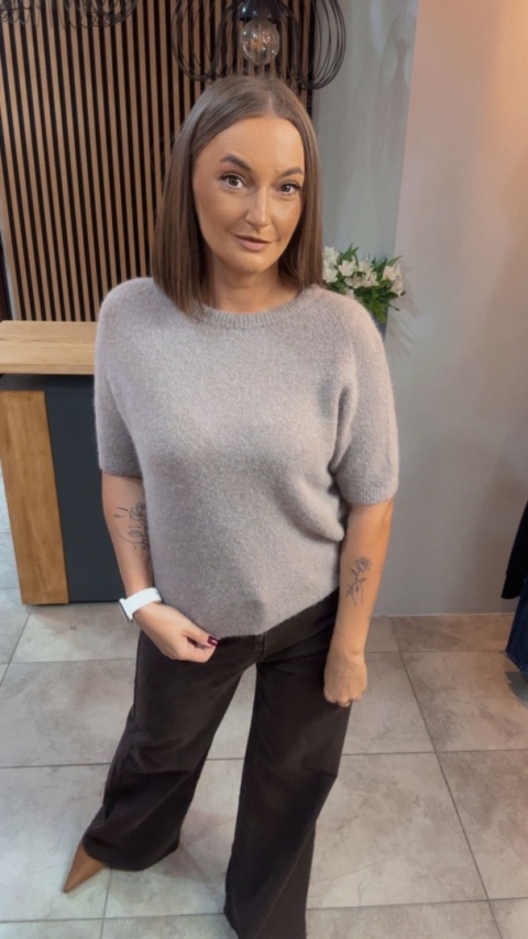 Sweter z krótkim rękawem z baby alpaki - Jasne Fango