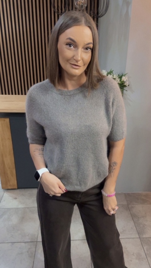 Sweter z krótkim rękawem z baby alpaki - Fango