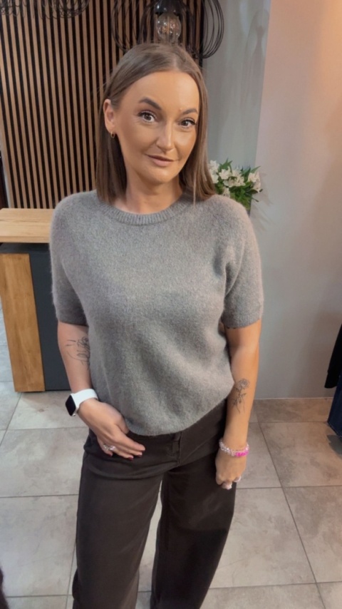 Sweter z krótkim rękawem z baby alpaki - Fango