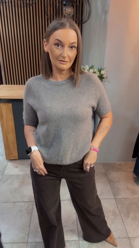 Sweter z krótkim rękawem z baby alpaki - Fango