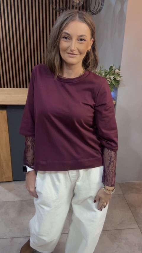 Bluzka bawełniana Alise - Burgund