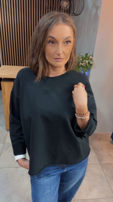 Bluzka surowa z długim rękawem Wendy Trendy - Czarna