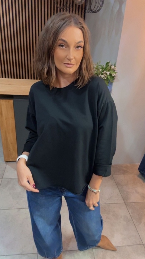 Bluzka surowa z długim rękawem Wendy Trendy - Czarna