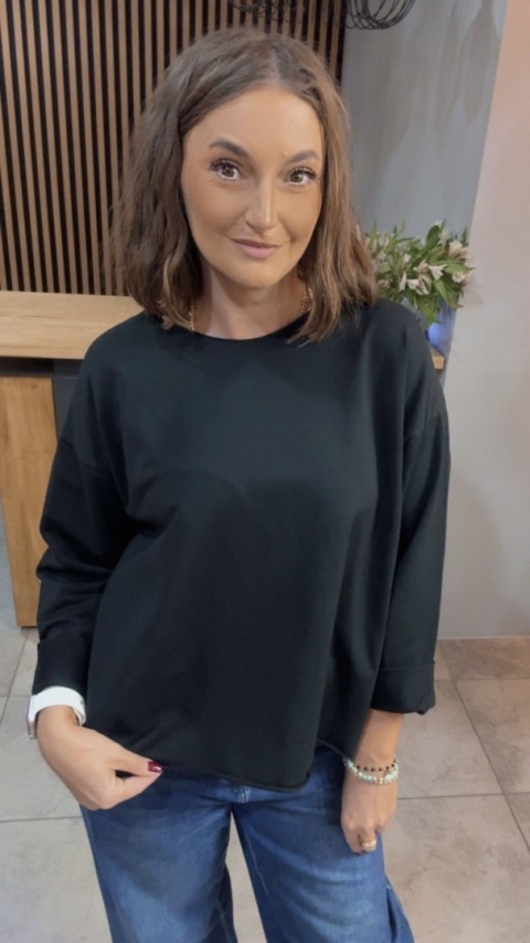 Bluzka surowa z długim rękawem Wendy Trendy - Czarna