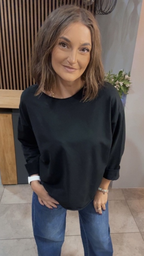 Bluzka surowa z długim rękawem Wendy Trendy - Czarna