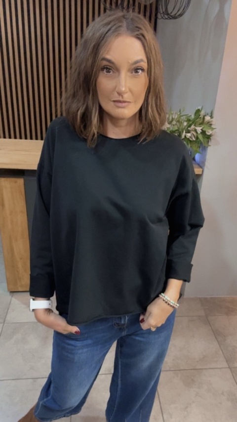 Bluzka surowa z długim rękawem Wendy Trendy - Czarna