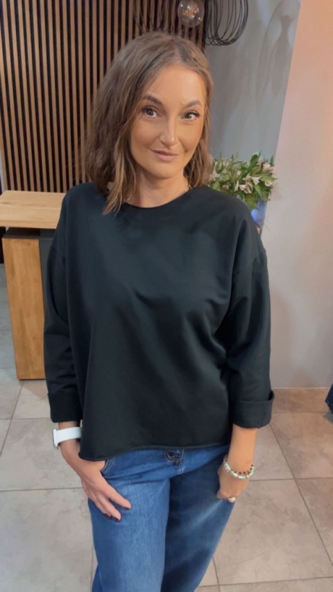 Bluzka surowa z długim rękawem Wendy Trendy - Czarna