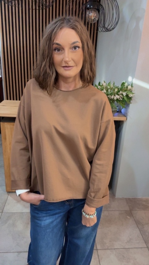 Bluzka surowa z długim rękawem Wendy Trendy - Cynamon