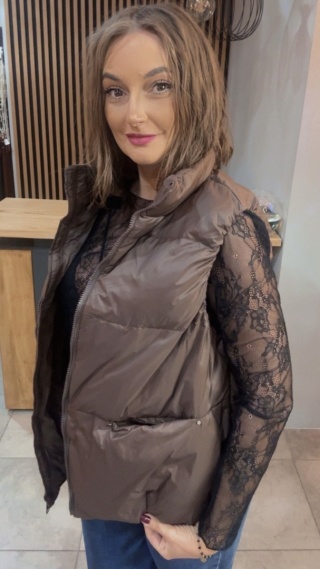 Kamizelka Naturalny Puch Nadwymiar Czekolada