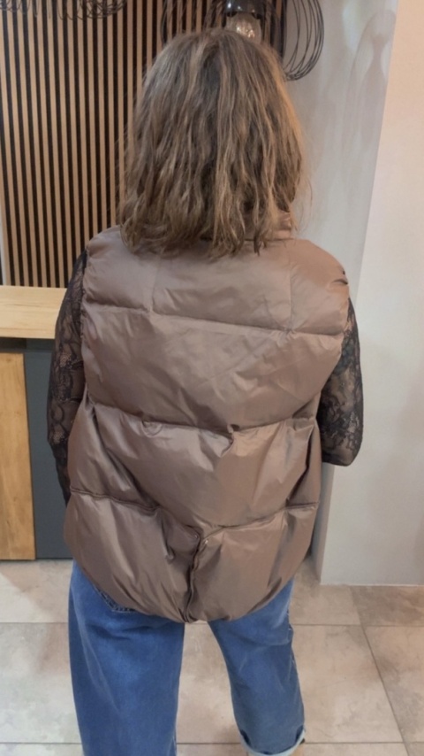 Kamizelka Naturalny Puch Nadwymiar Czekolada