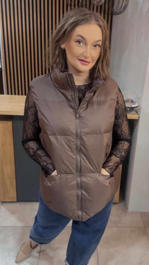 Kamizelka Naturalny Puch Nadwymiar Czekolada