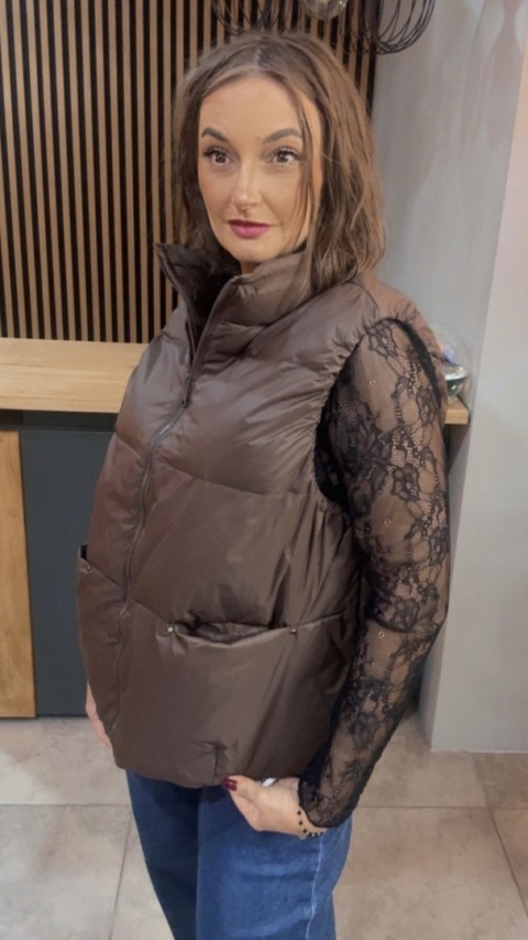 Kamizelka Naturalny Puch Nadwymiar Czekolada