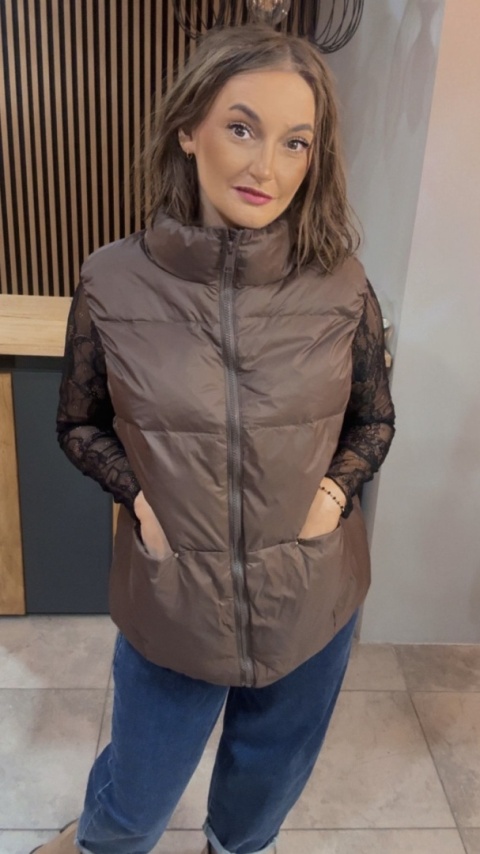 Kamizelka Naturalny Puch Nadwymiar Czekolada