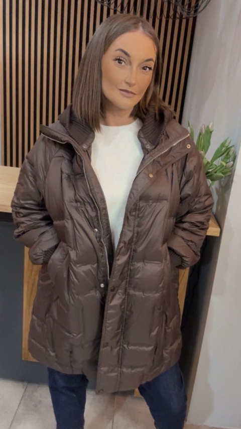 Kurtka Puchowa Flexi Hood - długa, z odpinanym kapturem