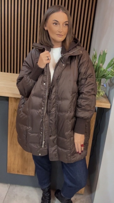 Kurtka Puchowa Flexi Hood - długa, z odpinanym kapturem