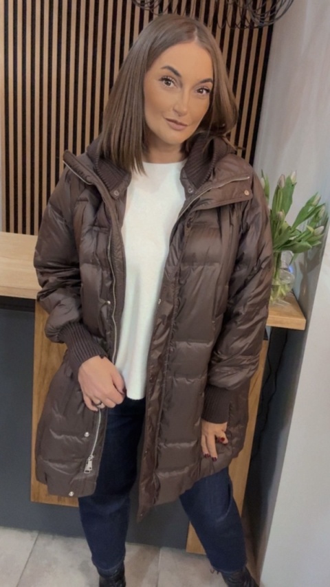 Kurtka Puchowa Flexi Hood - długa, z odpinanym kapturem