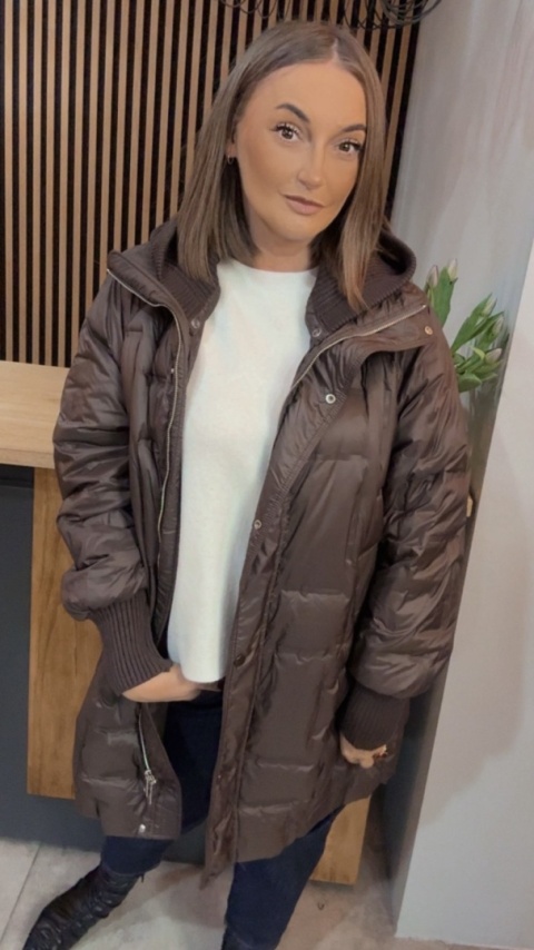 Kurtka Puchowa Flexi Hood - długa, z odpinanym kapturem