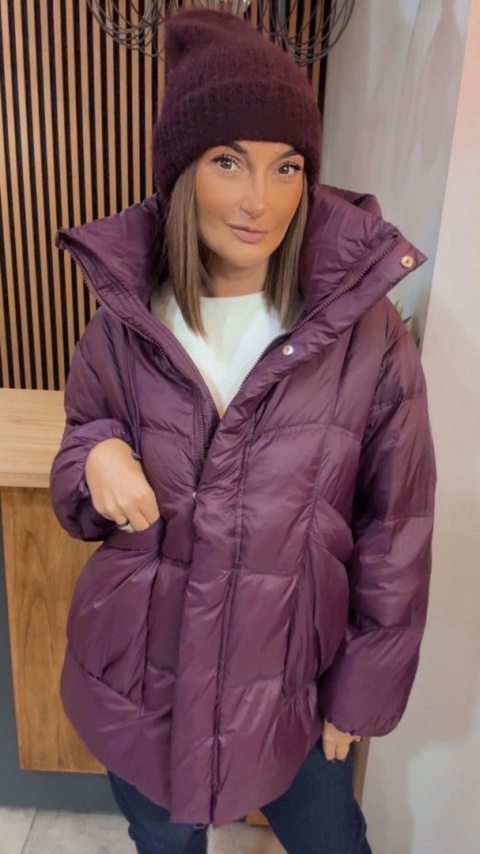 Kurtka naturalny puch Estelle - Śliwka