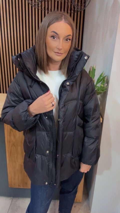 Kurtka naturalny puch Estelle - Czarna