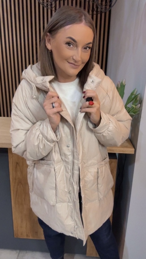 Kurtka puchowa Oversize Mila - Beżowa