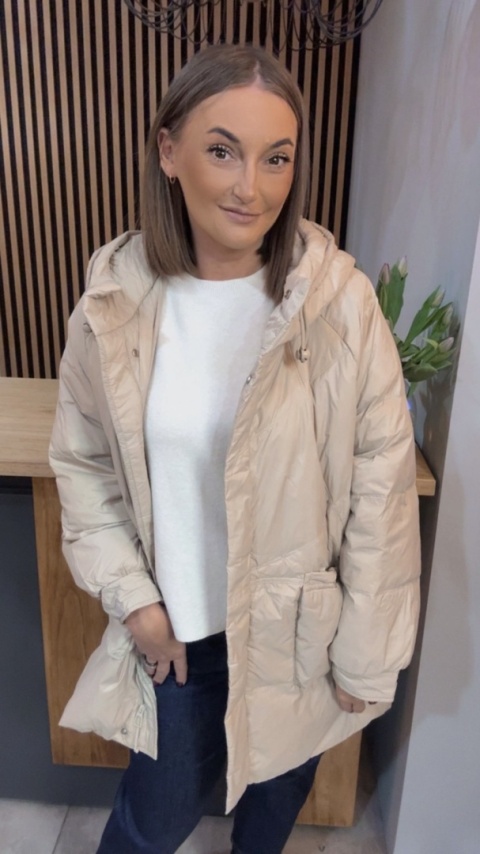 Kurtka puchowa Oversize Mila - Beżowa