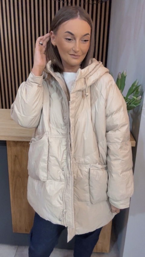 Kurtka puchowa Oversize Mila - Beżowa