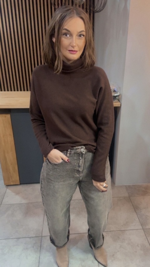 Półgolf Cashmere Blend - Brąz