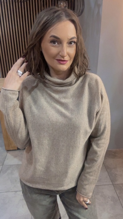 Półgolf Cashmere Blend – Beżowy