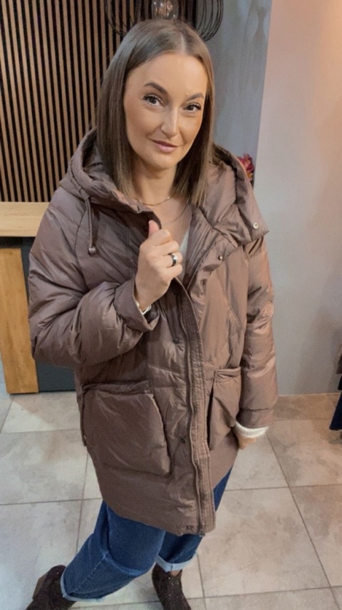 Kurtka puchowa Oversize Mila - Brązowa