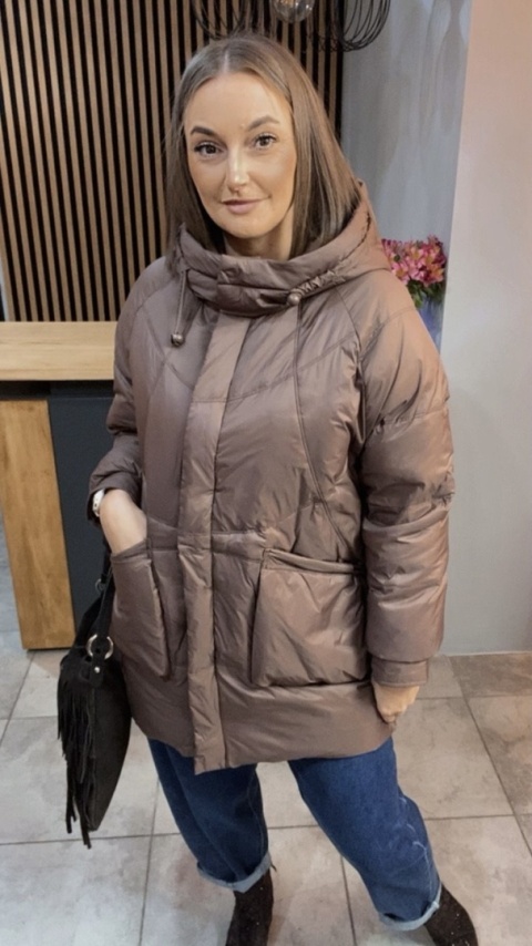 Kurtka puchowa Oversize Mila - Brązowa