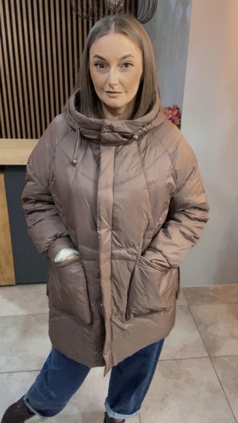 Kurtka puchowa Oversize Mila - Brązowa