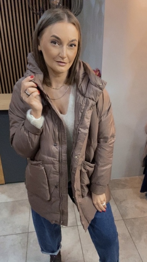 Kurtka puchowa Oversize Mila - Brązowa