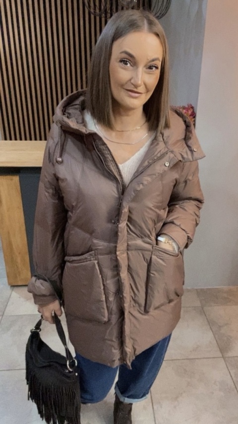 Kurtka puchowa Oversize Mila - Brązowa