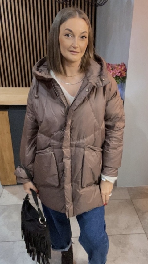 Kurtka puchowa Oversize Mila - Brązowa