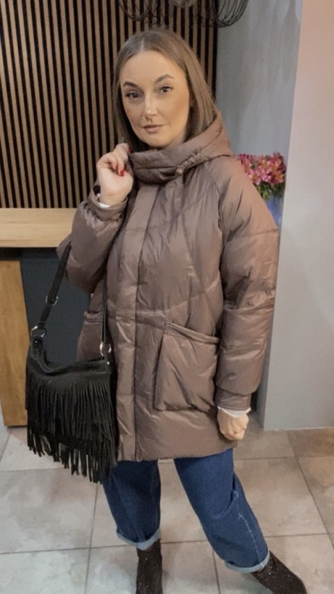 Kurtka puchowa Oversize Mila - Brązowa