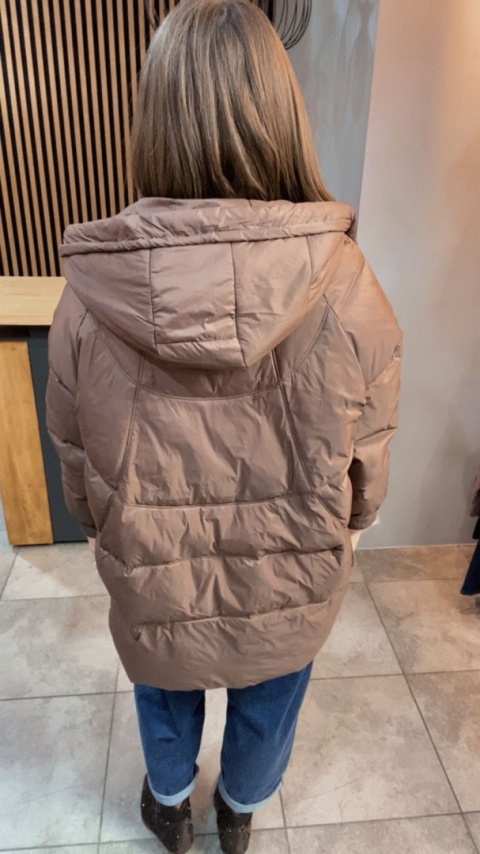 Kurtka puchowa Oversize Mila - Brązowa