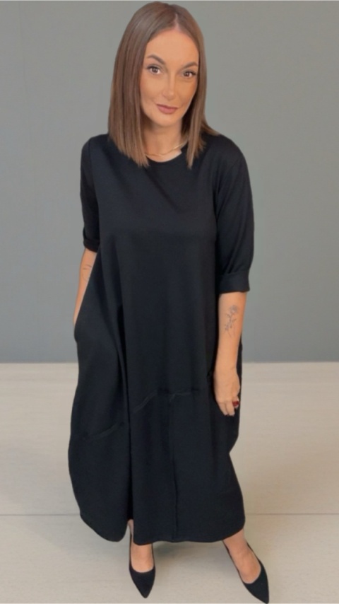 Sukienka Wendy Trendy – luźna, czarna midi/maxi