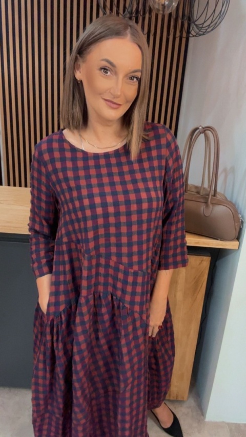 Sukienka Wendy Trendy w kratkę - Red Navy Check
