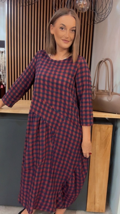 Sukienka Wendy Trendy w kratkę - Red Navy Check