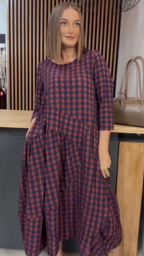 Sukienka Wendy Trendy w kratkę - Red Navy Check