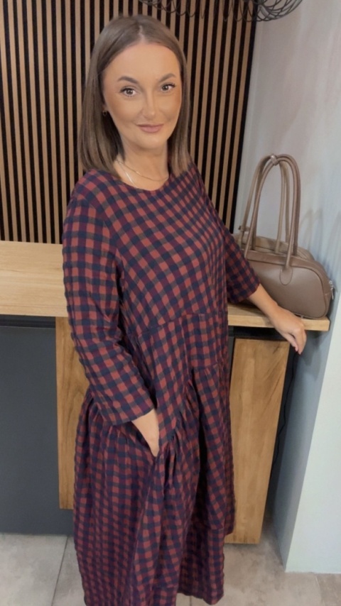 Sukienka Wendy Trendy w kratkę - Red Navy Check
