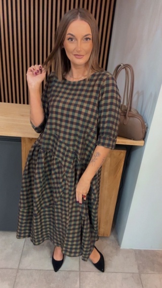 Sukienka Wendy Trendy w kratkę - Olive Check