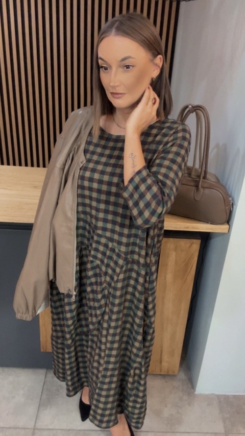 Sukienka Wendy Trendy w kratkę - Olive Check