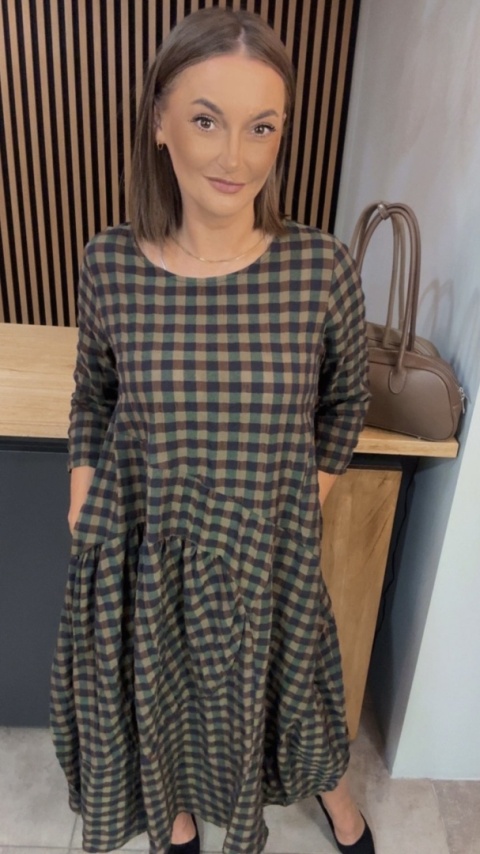 Sukienka Wendy Trendy w kratkę - Olive Check