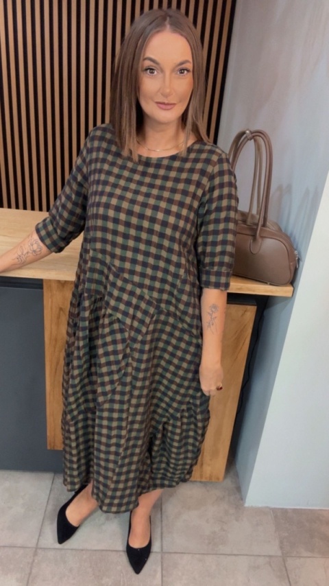 Sukienka Wendy Trendy w kratkę - Olive Check