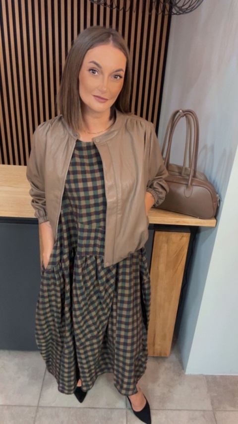 Sukienka Wendy Trendy w kratkę - Olive Check
