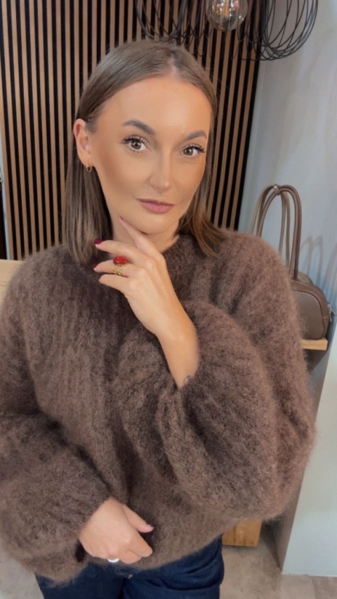 Sweter kid mohair CXL Collection - Brązowy