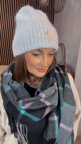 Czapka zimowa YSL - angora - Szara