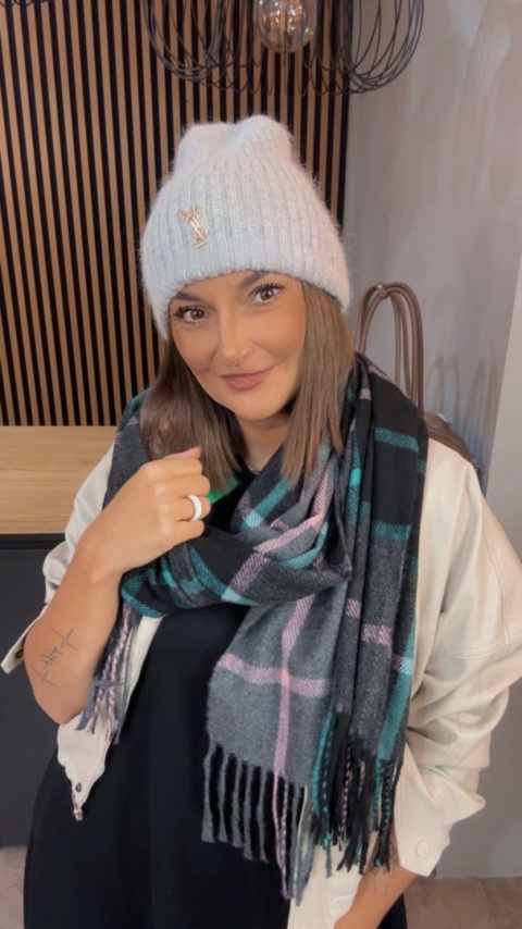 Czapka zimowa YSL - angora - Szara