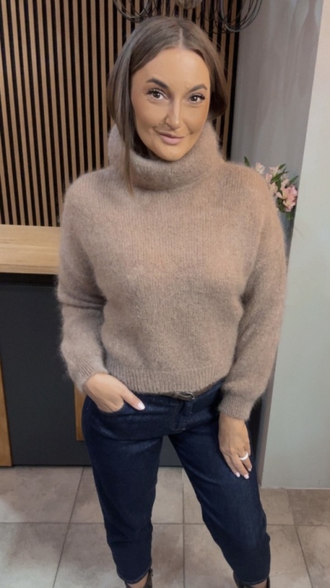 Golf Miss Lucky z moherem - Beżowy